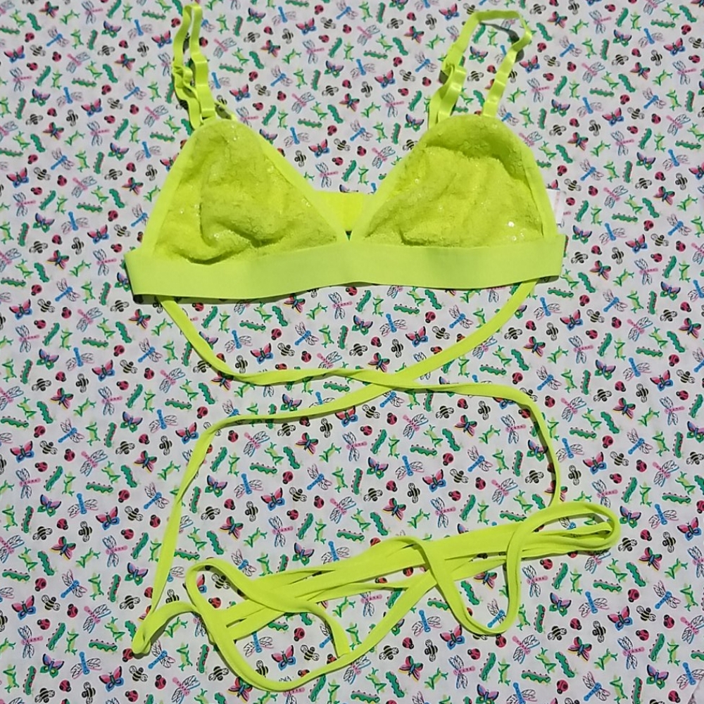 Lime Green PrettyLittleThing Bikini Wrap Top